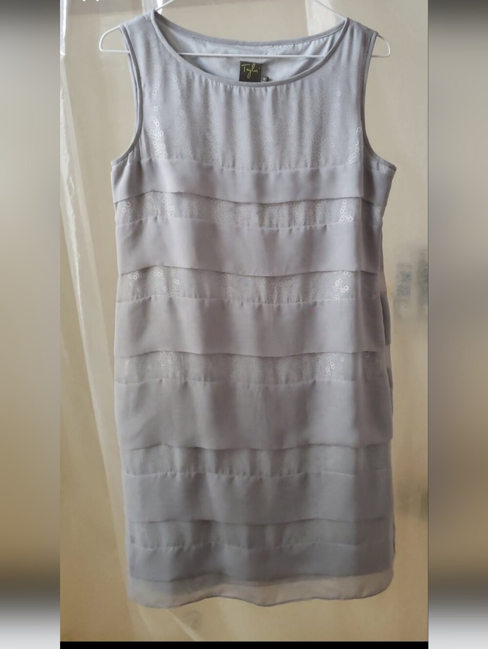 Taylor Silver Tiered Chiffon Mini Dress